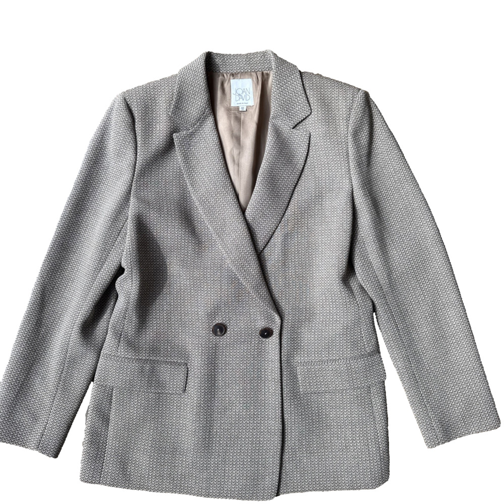Vintage Joan & David Blazer Womens 10 44 Lambswool Made Italy Taupe Wool